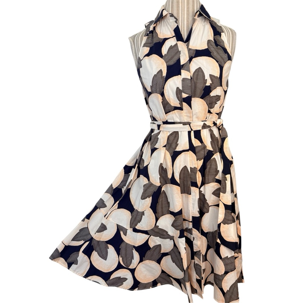 ANN TAYLOR Sleeveless Belted A-Line Orange Blossom Shirt Dress Size Small